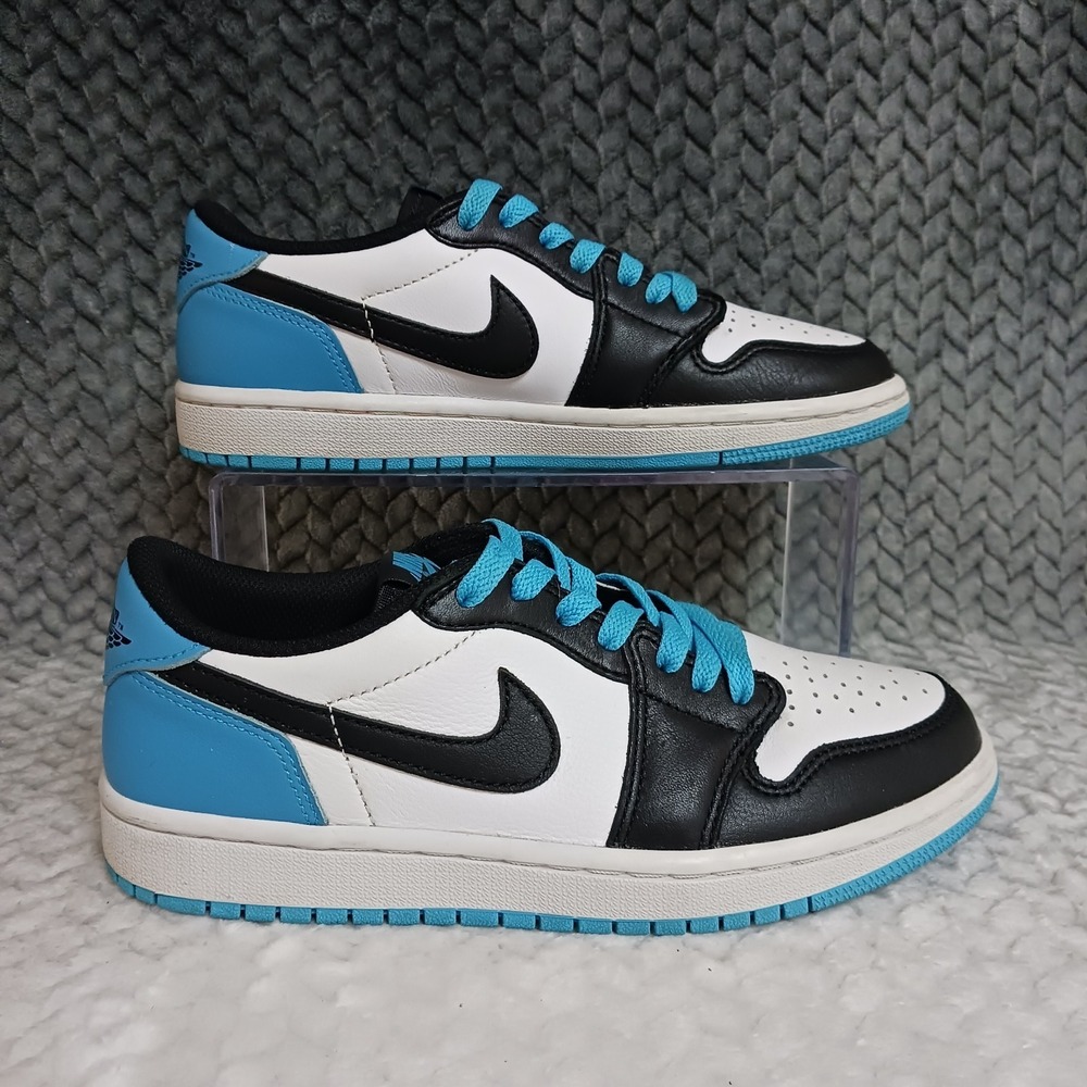 Air Jordan 1 Retro Low OG Black Dark Powder Blue Women's Sneakers Shoes Size 7